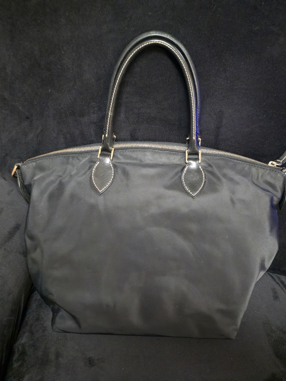 Dooney & Bourke Large Black Nylon Tote with Gold Zippers - Picture 2 of 5